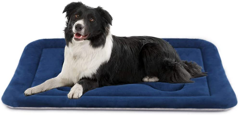 Dog Bed Large Crate Mat 42 in Non-Slip Washable Soft Mattress Kennel Pads Animals & Pet Supplies > Pet Supplies > Dog Supplies > Dog Beds JoicyCo Dark Blue 36" 