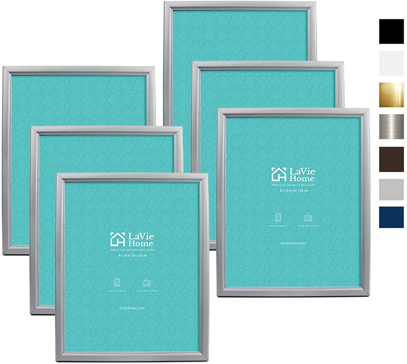 LaVie Home 4x6 Picture Frames (6 Pack, Black) Simple Designed Photo Frame with High Definition Glass for Wall Mount & Table Top Display, Set of 6 Classic Collection Home & Garden > Decor > Picture Frames LaVie Home Light Gray 8x10 