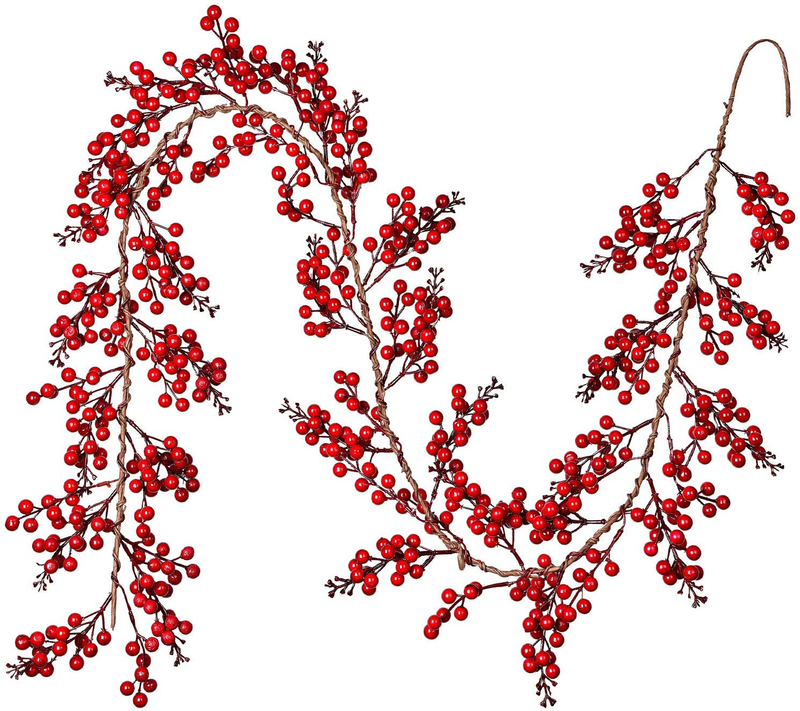 Dearhouse 5.58FT Red Berry Christmas Garland, Flexible Artificial Berry Garland for Indoor Outdoor Hone Fireplace Decoration for Winter Christmas Holiday New Year Decor. Home & Garden > Decor > Seasonal & Holiday Decorations DearHouse 6.01 Feet  