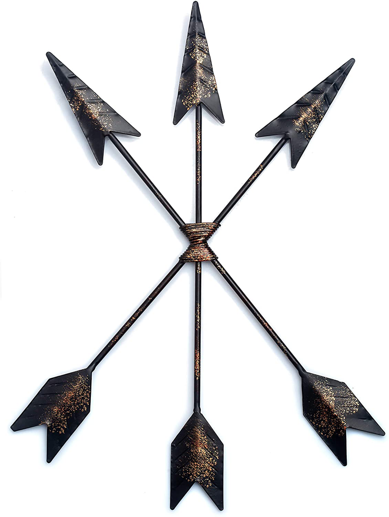 CraftyCrocodile Arrow Wall Decor - Native American Decoration for Rustic, Farmhouse, Distressed Aesthetic - Symbolic Cast Iron Art Piece for Home, Living Room, Gallery Display, Cafe - Hook Included Home & Garden > Decor > Artwork > Sculptures & Statues CraftyCrocodile 1  