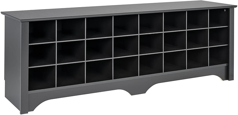 Prepac 24 Pair Shoe Storage Cubby Bench, Drifted Gray Furniture > Cabinets & Storage > Armoires & Wardrobes Prepac Black  