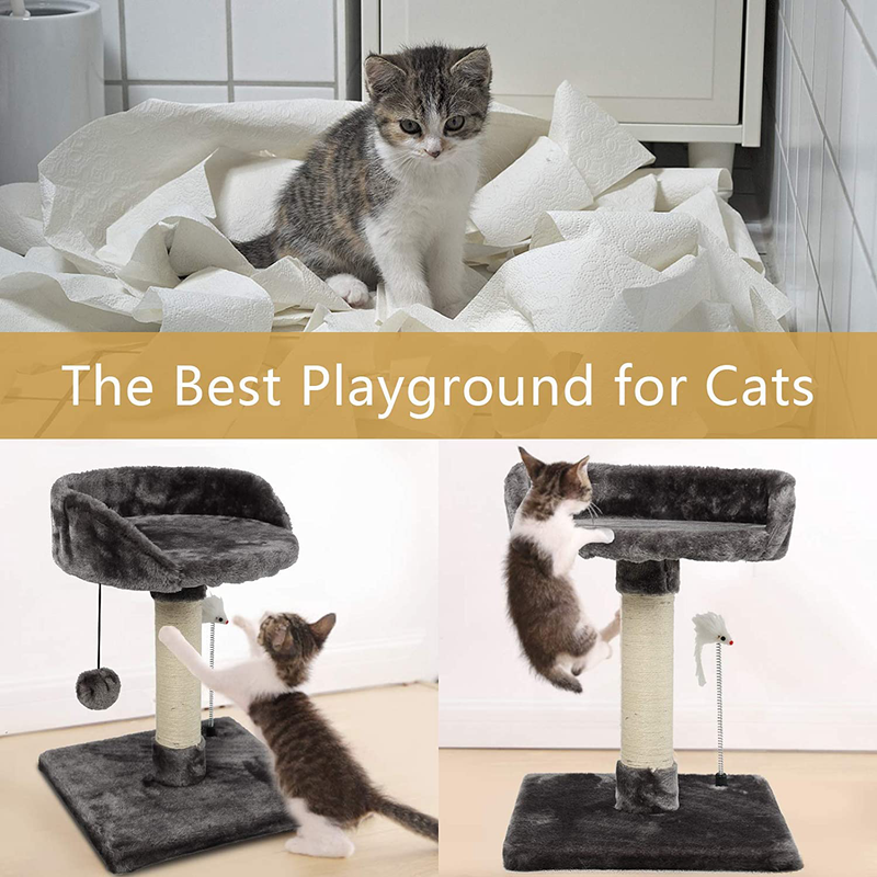 ECOCONUT Cat Scratching Posts with Bed for Kittens, Cat Tower Bed, Cat Activity Tree with Natural Sisal Post, Plush Platform Bed, Hanging Balls and Spring Plush Mouse Toy Animals & Pet Supplies > Pet Supplies > Cat Supplies > Cat Beds ECOCONUT   