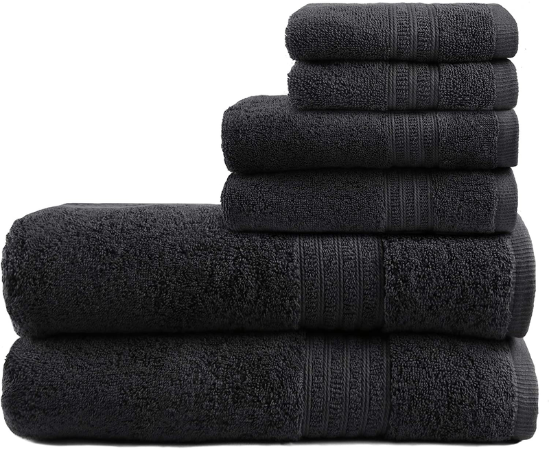 TRIDENT Soft and Plush, 100% Cotton, Highly Absorbent, Bathroom Towels, Super Soft, 6 Piece Towel Set (2 Bath Towels, 2 Hand Towels, 2 Washcloths), 500 GSM, Charcoal Home & Garden > Linens & Bedding > Towels TRIDENT Coal  