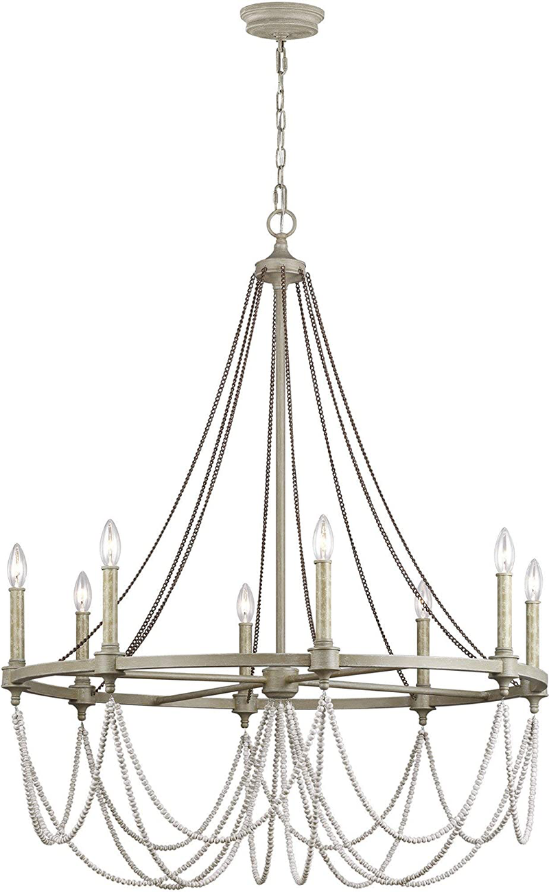 Feiss F3132/6FWO/DWW Beverly Candle Chandelier Lighting, White, 6-Light (28"Dia x 36"H) 360watts Home & Garden > Lighting > Lighting Fixtures > Chandeliers Feiss 8-Light  