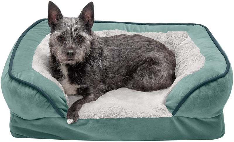 Furhaven Orthopedic, Cooling Gel, and Memory Foam Pet Beds for Small, Medium, and Large Dogs and Cats - Luxe Perfect Comfort Sofa Dog Bed, Performance Linen Sofa Dog Bed, and More Animals & Pet Supplies > Pet Supplies > Dog Supplies > Dog Beds Furhaven Velvet Waves Celadon Green Sofa Bed (Egg Crate Orthopedic Foam) Small (Pack of 1)