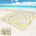 ROSMARUS Large Beach Picnic Blanket, 79" 79" Foldable Camping Outdoor Blanket, Waterproof Backing Picnic Mats for Camping Hiking Beach Grass Travelling Festivals Yellow Waves Home & Garden > Lawn & Garden > Outdoor Living > Outdoor Blankets > Picnic Blankets ROSMARUS Yelllow-waves 79"*79" 