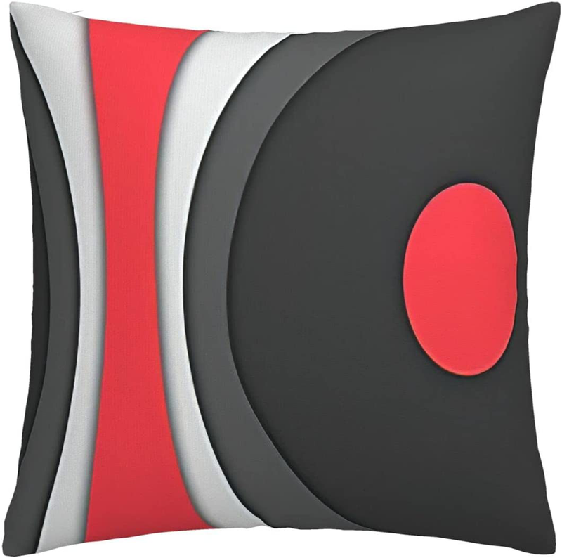 JASMODER Modern Abstract Art Red Black Grey Stripe Set of 2 Pillow Cover Square Pillow Cases Cushion Home Décor 18 * 18 Inch Home & Garden > Decor > Chair & Sofa Cushions JASMODER Modern Abstract Art Red Black Grey Stripe  