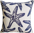 Only Cover,FINOHOME Embroidery Navy Starfish Throw Pillow Cover,Ocean Series Nautical Decorative Pillow Case Cushion Cover for Sofa Coastal Beach Theme Home Decor 17x17