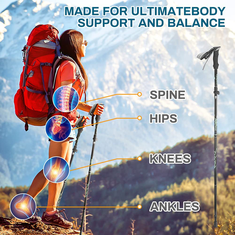 Hiking Poles, Number-One Collapsible Trekking Poles 2 Pack Ultralight Aluminum Alloy Walking Sticks with EVA Grip and Quick Lock System, Telescopic Hiking Sticks for Men Women Hiking Camping Outdoor
