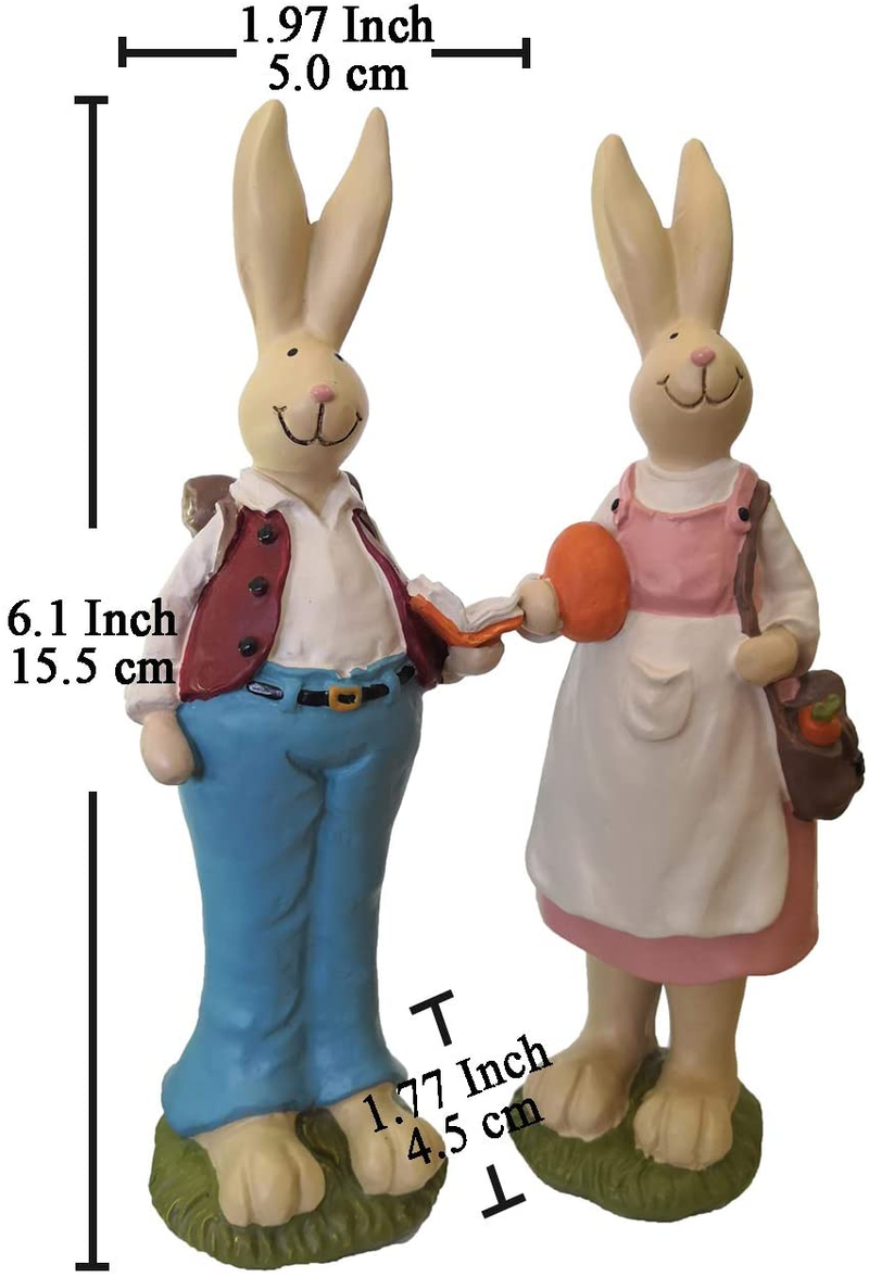 Easter Bunnies Hand Painted with Easter Rabbits Home Decoration 6.1 Inch Home & Garden > Decor > Seasonal & Holiday Decorations ENNAS   