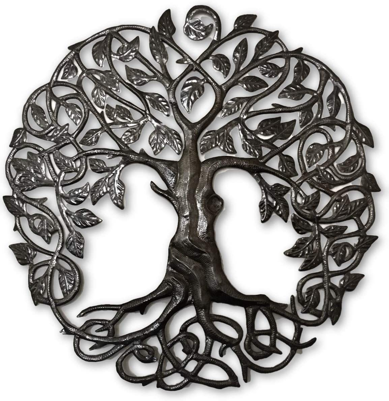 Large Celtic Tree of Life, Decorative Artwork, Outdoor Wall Art, Recycled Metal Haiti, 33 x 33 Inches Home & Garden > Decor > Artwork > Sculptures & Statues It's Cactus Default Title  
