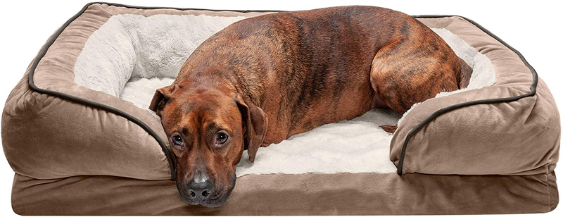 Furhaven Orthopedic, Cooling Gel, and Memory Foam Pet Beds for Small, Medium, and Large Dogs and Cats - Luxe Perfect Comfort Sofa Dog Bed, Performance Linen Sofa Dog Bed, and More Animals & Pet Supplies > Pet Supplies > Dog Supplies > Dog Beds Furhaven Velvet Waves Brownstone Sofa Bed (Memory Foam) Large (Pack of 1)