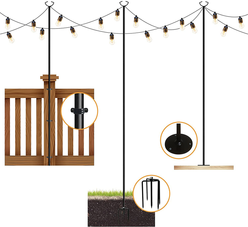 MARVOWARE 2 Pcs 3 Functions String Light Poles for Outdoors, Weather Resistant,Christmas Decoration Light Pole for House Garden Patio Wedding Cafe Party (2 Pcs) Home & Garden > Decor > Seasonal & Holiday Decorations& Garden > Decor > Seasonal & Holiday Decorations MARVOWARE   