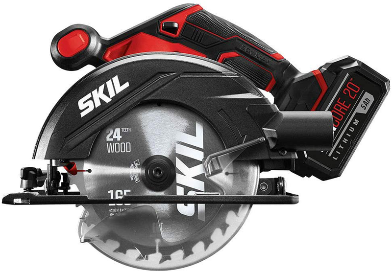 SKIL 20V 4-Tool Combo Kit: 20V Cordless Drill Driver, Reciprocating Saw, Circular Saw and Spotlight, Includes Two 2.0Ah Lithium Batteries and One Charger - CB739701 Hardware > Tools > Multifunction Power Tools Skil Circular Saw w/5.0Ah Battery  