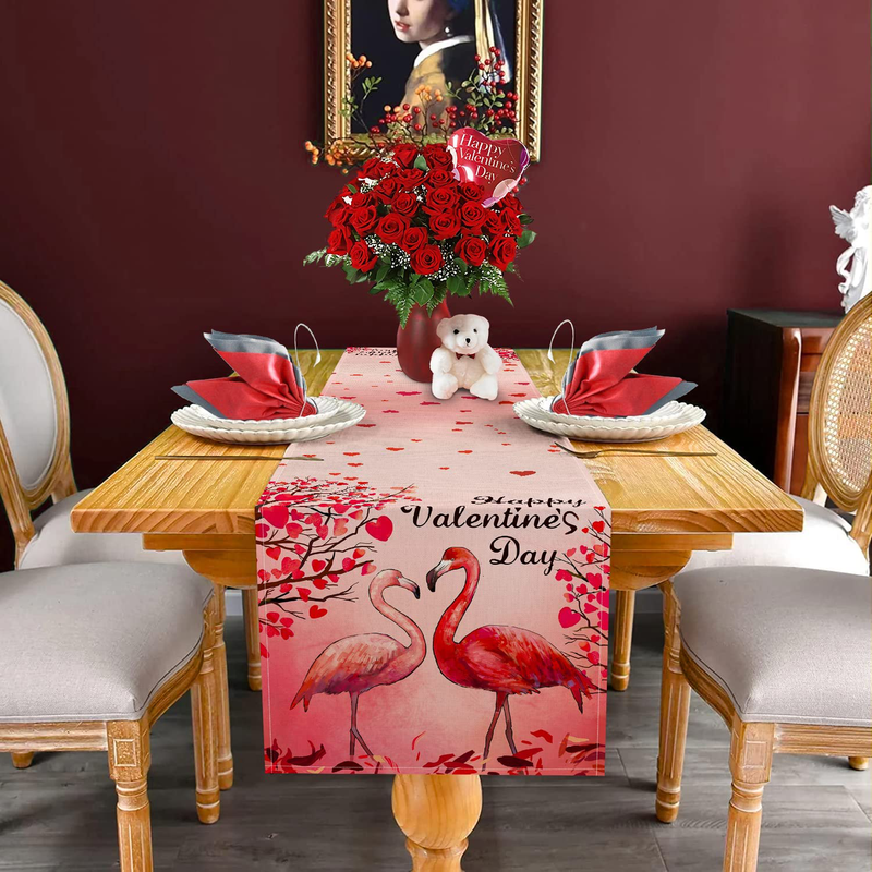 Siilues Valentines Day Table Runner, Valentines Table Runner Happy Valentine’S Day Love Heart Tree Flamingo Valentines Day Decor for Indoor Outdoor Valentines Day Party Dining Table Decor (13" X 72") Home & Garden > Decor > Seasonal & Holiday Decorations Siilues   