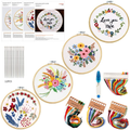 Embroidery Kit for Beginners,4 Pack Cross Stitch Kits, 2 Wooden Embroidery Hoops,1 Scissors,Needles and Color Threads,Needlepoint Kit for Adult (Cactus Plant) Arts & Entertainment > Hobbies & Creative Arts > Arts & Crafts > Art & Crafting Tools > Craft Measuring & Marking Tools > Stitch Markers & Counters Uoueze Colorful plants  