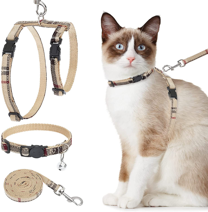 KOOLTAIL Cat Harness with Leash and Collar Set - Escape Proof Adjustable Plaid H-Shaped Cat Vest Harness with Leash and Breakaway Collar for Cats Small Dogs Outdoor Walking Animals & Pet Supplies > Pet Supplies > Cat Supplies > Cat Apparel KOOLTAIL Default Title  
