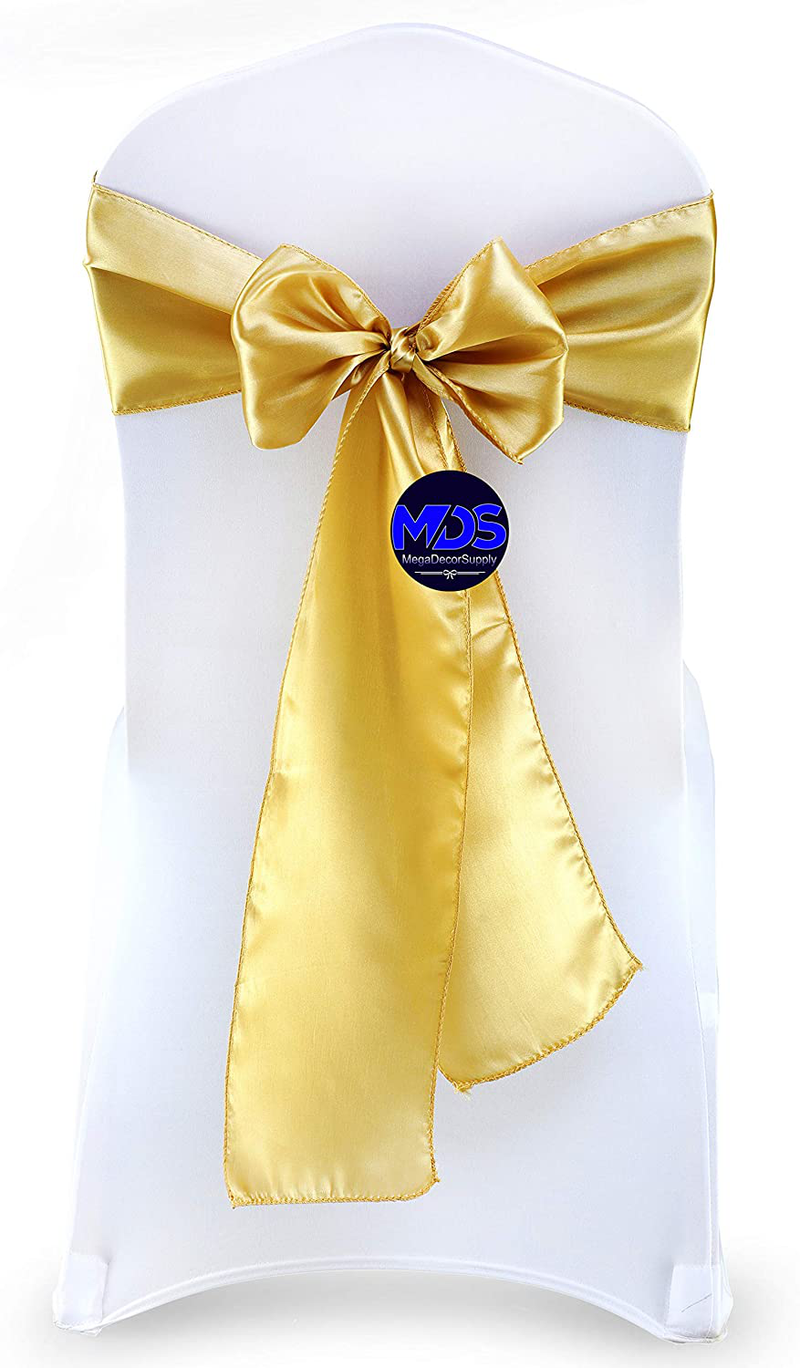 mds Pack of 25 Satin Chair Sashes Bow sash for Wedding and Events Supplies Party Decoration Chair Cover sash -Gold Arts & Entertainment > Party & Celebration > Party Supplies mds Gold 25 