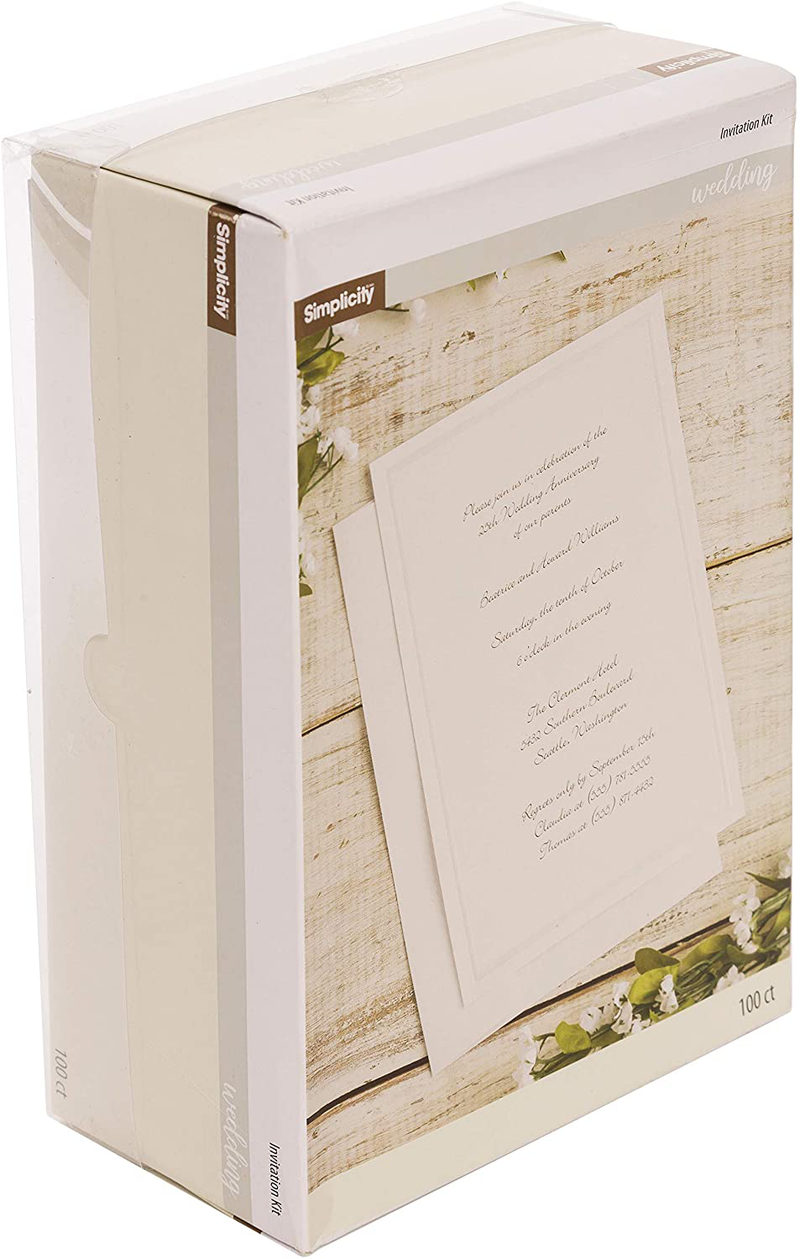Simplicity Ivory White Wedding Invitation Kit with Envelopes, Makes 100 Invitations, 5.5" W x 8.5" L