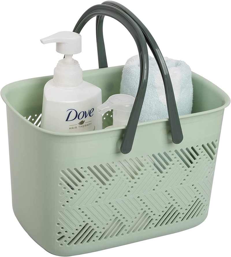Portable Shower Caddy Tote, Plastic Storage Caddy Basket with Handle for College, Dorm, Bathroom, Garden, Cleaning Supplies, White Sporting Goods > Outdoor Recreation > Camping & Hiking > Portable Toilets & Showers Andmey Green  
