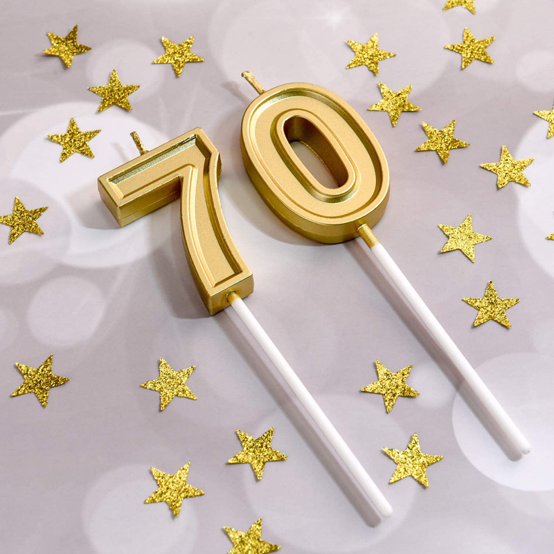 Frienda 70th Birthday Candles Cake Numeral Candles Happy Birthday Cake Candles Topper Decoration for Birthday Wedding Anniversary Celebration Supplies (Gold) Home & Garden > Decor > Home Fragrances > Candles Frienda   