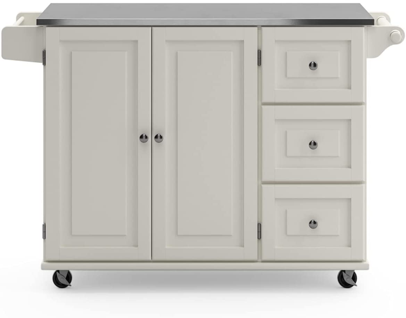 Homestyles Kitchen Cart with Stainless Steel Metal Top Rolling Mobile Kitchen Island with Storage and Towel Rack 54 Inch Width off White Home & Garden > Kitchen & Dining > Food Storage Homestyles   