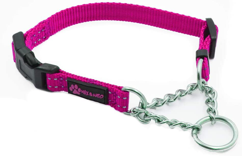 Max and Neo Stainless Steel Chain Martingale Collar - We Donate a Collar to a Dog Rescue for Every Collar Sold Animals & Pet Supplies > Pet Supplies > Dog Supplies Max and Neo PINK X-SMALL 