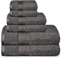 TRIDENT Soft and Plush, 100% Cotton, Highly Absorbent, Bathroom Towels, Super Soft, 6 Piece Towel Set (2 Bath Towels, 2 Hand Towels, 2 Washcloths), 500 GSM, Charcoal Home & Garden > Linens & Bedding > Towels TRIDENT Charcoal  