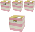 Storage Bins Storage Cubes, 13×13 Fabric Storage Boxes Foldable Baskets Containers Drawers for Nurseries,Offices,Closets,Home Décor ,Set of 4 ,Grey-white Striped Home & Garden > Decor > Seasonal & Holiday Decorations Posprica Pink-white Striped 11×11×11/4pcs 