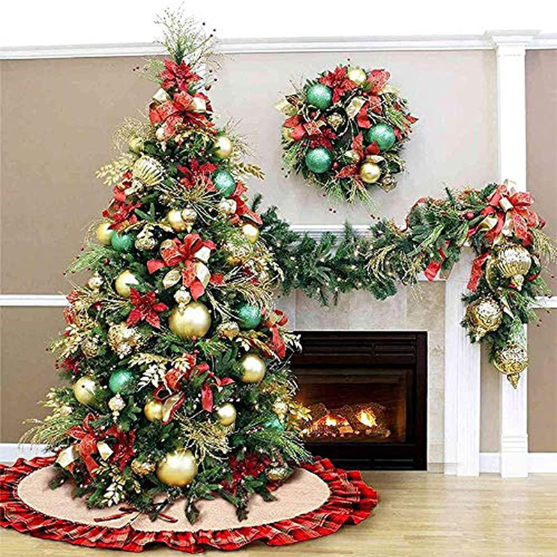 DegGod 48 Inches Checked Christmas Tree Skirt, Red and Black Buffalo Plaid Double Layers Xmas Tree Base Cover Mat for Christmas New Year Home Party Decoration (Red Plaid, 48 inches) Home & Garden > Decor > Seasonal & Holiday Decorations > Christmas Tree Stands DegGod Burlap 48 inches 