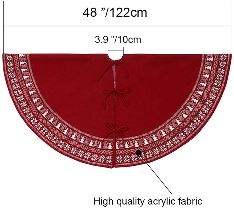 Christmas Tree Skirt 48 Inch,Retro Snowflake Chunky Knitted Tree Skirt for Christmas Decorations Holiday Luxury Tree Xmas Ornaments, Burgundy Red (Burgundy Red) Home & Garden > Decor > Seasonal & Holiday Decorations > Christmas Tree Skirts GKICG   