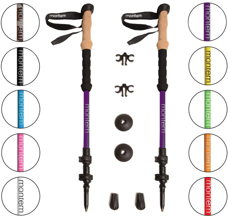 Montem Ultra Strong Trekking, Walking, and Hiking Poles - One Pair (2 Poles) - Collapsible, Lightweight, Quick Locking, and Ultra Durable Sporting Goods > Outdoor Recreation > Camping & Hiking > Hiking Poles Montem Purple  