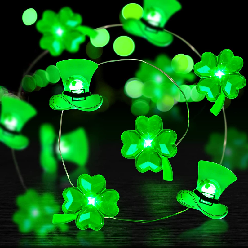 St Patricks Day Decorations 13Ft 50Leds Lucky Clover Hat String Lights Battery Powered,St Patricks Day Decor 8 Modes Green Fairy String Lights Decoration for Home Indoor Outdoor Holiday Party Feast Arts & Entertainment > Party & Celebration > Party Supplies Donse   