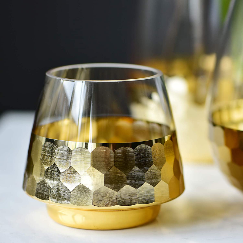 cyl home Vases Hurricane Candleholders Clear Glass Flower Vases with Golden Honeycomb Decor Dining Table Centerpieces Gifts for Wedding Housewarming Christmas Party，9.8'' H x 5.1'' D Home & Garden > Decor > Vases cyl home 3.9'' H x 3.2'' D  