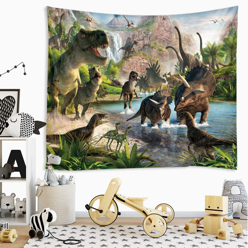 Sevendec Dinosaur Tapestry Wall Hanging Wild Anicient Animals Wall Tapestry Tropical Jurassic Nature Wall Decor for Children Bedroom Living Room Dorm W59 x L51 Home & Garden > Decor > Artwork > Decorative Tapestries Sevendec Dinosaur-2 W59" x L51" 