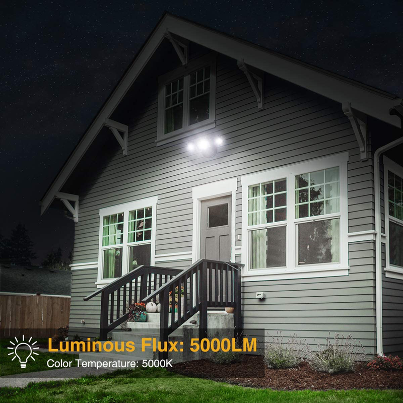 Onforu 2 Pack 50W LED Flood Light Outdoor, 5000LM LED Security Light Fixture with 3 Adjustable Heads, IP65 Waterproof, 5000K Switch Controlled Wall Mount Security Light for Eave, Exterior Garden Home & Garden > Lighting > Flood & Spot Lights Onforu   