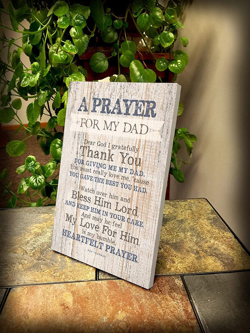 Dad (Father) Prayer Wood Plaque with Inspiring Quotes 6x9 - Classy Vertical Frame Wall & Tabletop Decoration | Easel & Hanging Hook | Dear God I Gratefully Thank You for Giving me My dad Home & Garden > Decor > Seasonal & Holiday Decorations& Garden > Decor > Seasonal & Holiday Decorations Dexsa   