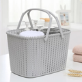 Portable Plastic Shower Caddy Baskets, Rattan Standing Storage Organizer Bins, Portable Shower Caddy Tote Bag with Handles, Hollow Cleaning Caddy with Holes for Bathroom, College Dorm, Kitchen, Home - Black Sporting Goods > Outdoor Recreation > Camping & Hiking > Portable Toilets & Showers HOUZHENG Rattan Grey  