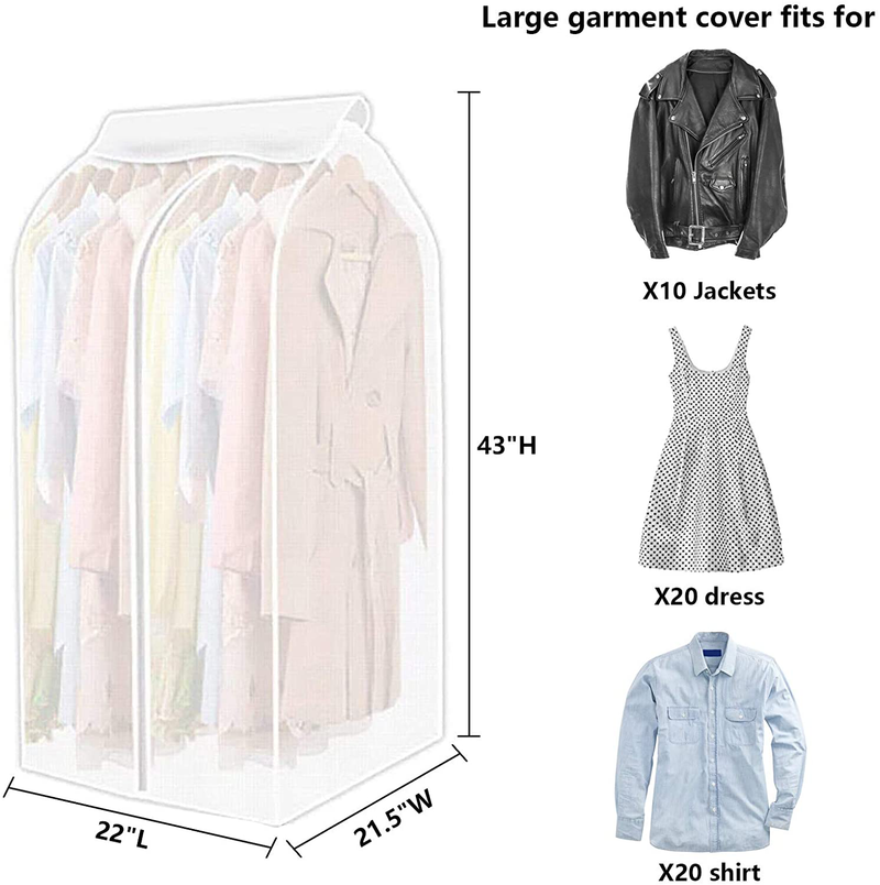 Garment Bag Organizer Storage with Translucent Fabric, Large PEVA Translucent Clothing Dustproof Cover, Wardrobe Hanging Storage Bag, Garment Bags for Closet Storage, Magic Tape and Zipper Design Furniture > Cabinets & Storage > Armoires & Wardrobes Hersent   