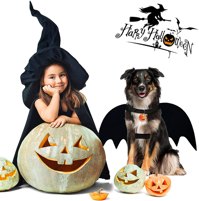LKEX Dog Bat Wings, Halloween Bat Costume for Medium Large Dogs Funny Bat Wing Dog Clothes with Leads and Pumpkin Bells Puppy Bat Dress up Halloween Decorations Outfits Cosplay Apparel Animals & Pet Supplies > Pet Supplies > Dog Supplies > Dog Apparel LKEX   