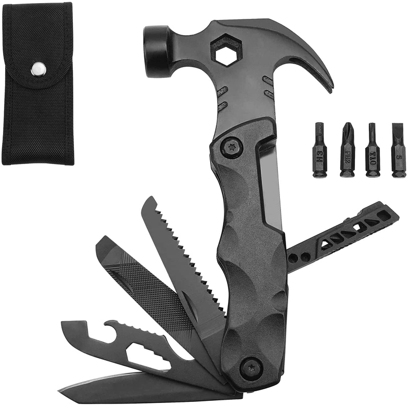 GGODOR Multitool Camping Gear Accessories 18 in 1 Survival Emergency Hammer Survival Gear with Knife Axe Hammer Hunting Gifts for Men Women 1Pcs Sporting Goods > Outdoor Recreation > Camping & Hiking > Camping Tools GGODOR 15 in 1 Wrench Hammer Multitool  