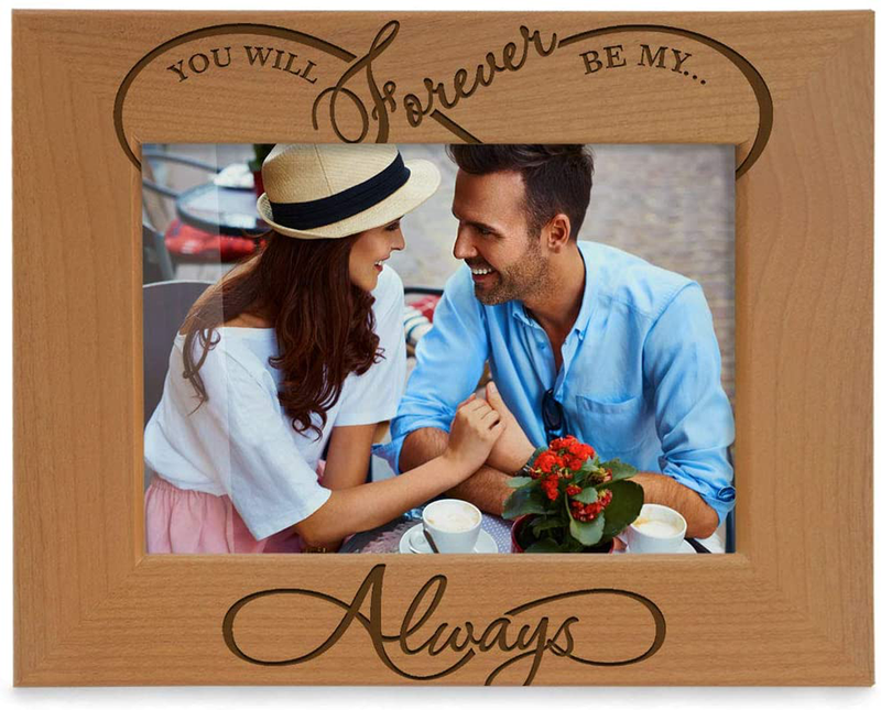 KATE POSH - You Will Forever be My Always, Infinity Sign Decor. Engraved Natural Wood Picture Frame - Wedding Gifts, Engagement Gifts for Couples, 5th Anniversary for her for him (4x6-Vertical) Home & Garden > Decor > Seasonal & Holiday Decorations KATE POSH 4x6-Horizontal  