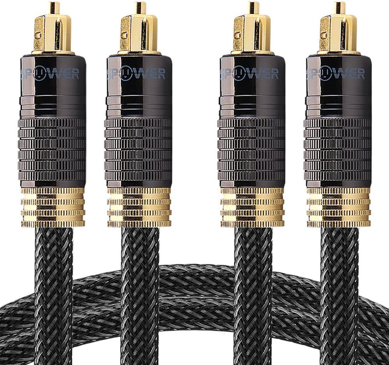 FosPower (3 Feet) 24K Gold Plated Toslink Digital Optical Audio Cable (S/PDIF) - [Zero RFI & EMI Interference] Metal Connectors & Ultra Durable Nylon Braided Jacket Electronics > Electronics Accessories > Cables Fospower 06 FT / 1.8 M - 2 Pack  