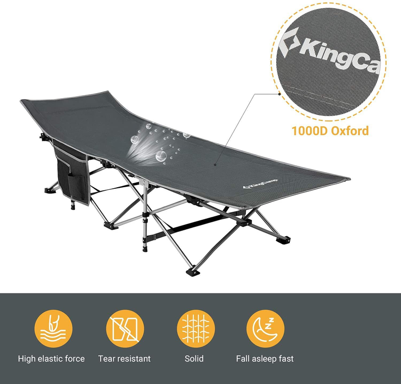 Kingcamp Folding Camping Cot, Heavy Duty Design Holds Adults Portable and Ultra Lightweight Single Person Bed for Camp Office Indoor & Outdoor Use