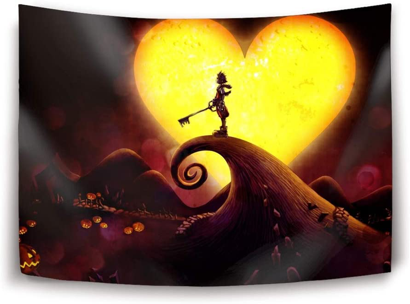 Kingdom Hearts Tapestry Home Decorations Art Wall Hanging Hippie Tapestries 60 x 40 inch Home & Garden > Decor > Artwork > Decorative Tapestries DZGlobal Hearts6 60x40(in) 