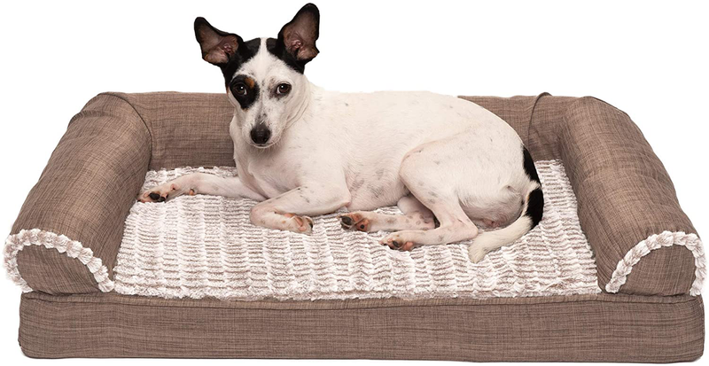 Furhaven Orthopedic, Cooling Gel, and Memory Foam Pet Beds for Small, Medium, and Large Dogs and Cats - Luxe Perfect Comfort Sofa Dog Bed, Performance Linen Sofa Dog Bed, and More Animals & Pet Supplies > Pet Supplies > Dog Supplies > Dog Beds Furhaven Faux Fur & Linen Woodsmoke Sofa Bed (Memory Foam) Medium (Pack of 1)