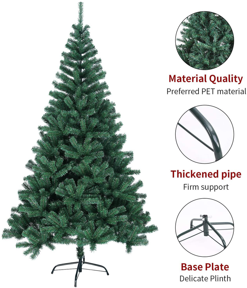 Christmas Tree Includes Metal Stand, Hinged Artificial Tree for Home Festival Party Holiday Decoration Wedding, Green (5.9ft) Home & Garden > Decor > Seasonal & Holiday Decorations > Christmas Tree Stands BrandName   