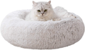 Love's cabin 20in Cat Beds for Indoor Cats - Cat Bed with Machine Washable, Waterproof Bottom - Coffee Fluffy Dog and Cat Calming Cushion Bed for Joint-Relief and Sleep Improvement Animals & Pet Supplies > Pet Supplies > Cat Supplies > Cat Beds Love's cabin Coffee 20" 