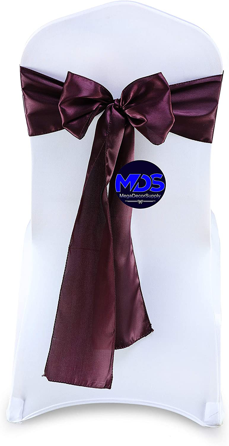 mds Pack of 25 Satin Chair Sashes Bow sash for Wedding and Events Supplies Party Decoration Chair Cover sash -Gold Arts & Entertainment > Party & Celebration > Party Supplies mds Plum 25 