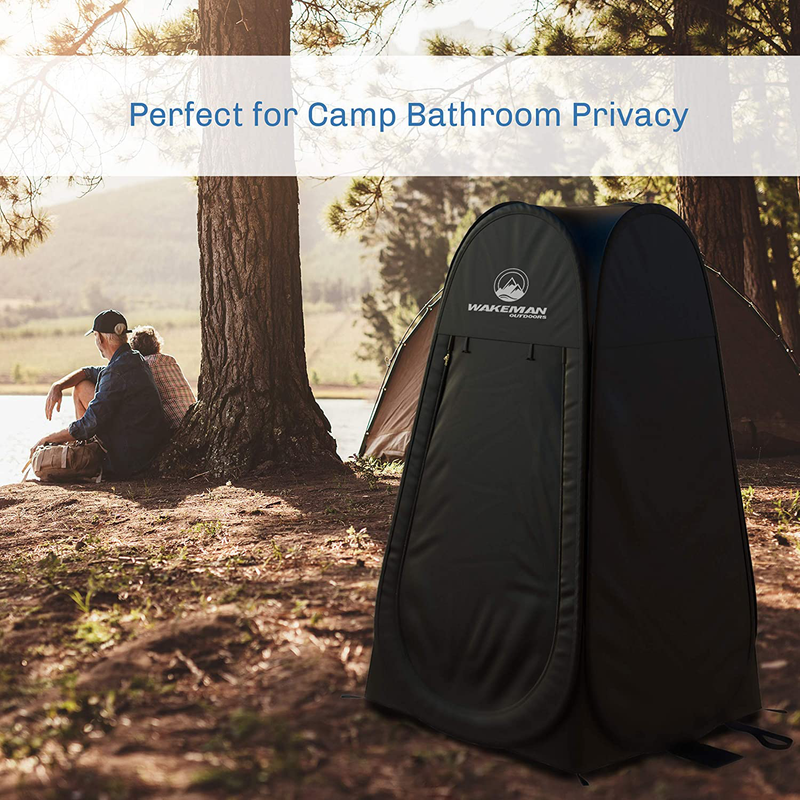 Portable Pop up Pod- Instant Privacy, Shower & Changing Tent- Collapsible Outdoor Shelter for Camping, Beach & Rain with Carry Bag by Wakeman Outdoors, Black